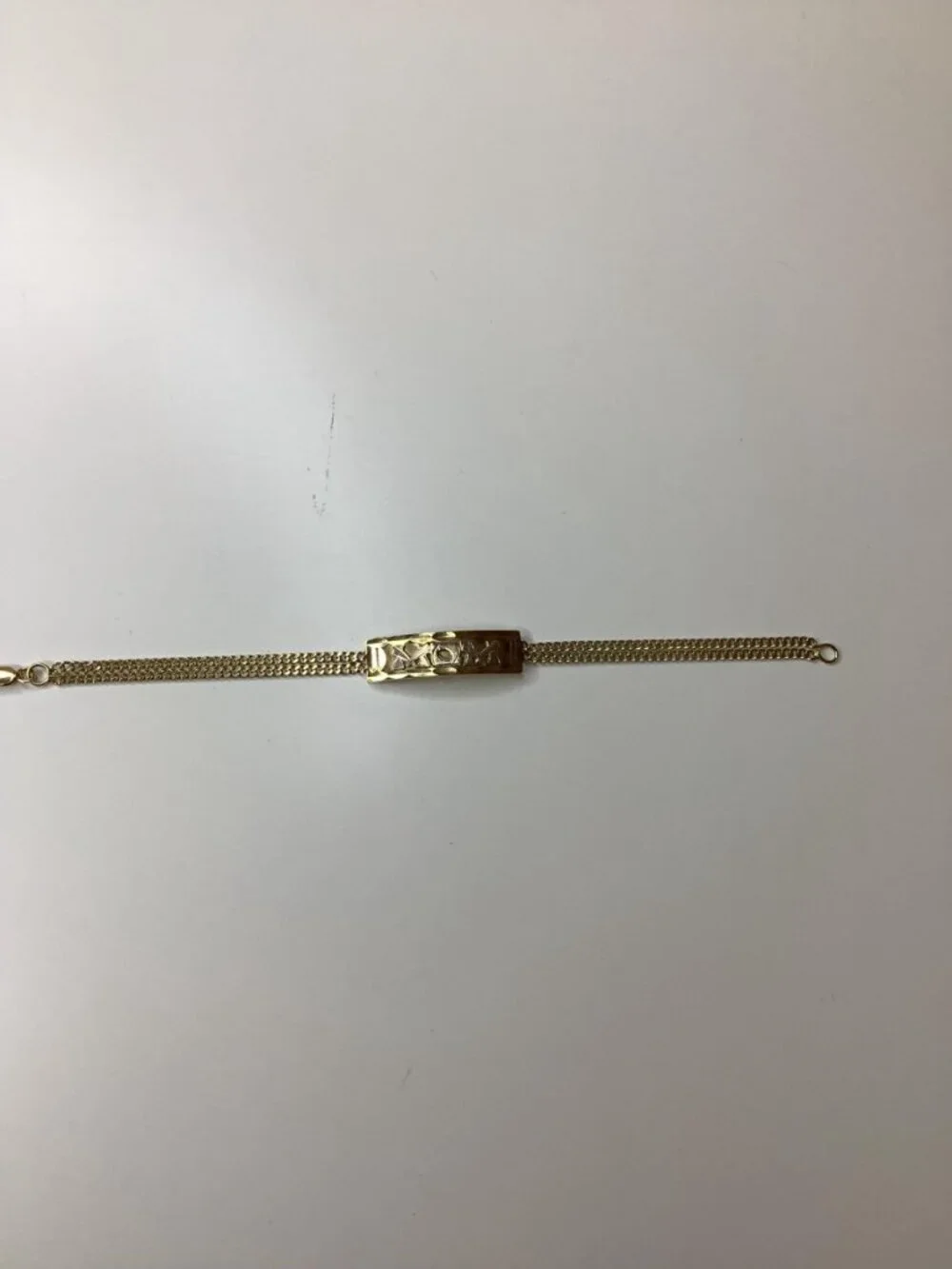 14K Yellow Gold, 8g Women’s “MOM” ID 7inch Bracelet Cuban Link Double Chain.